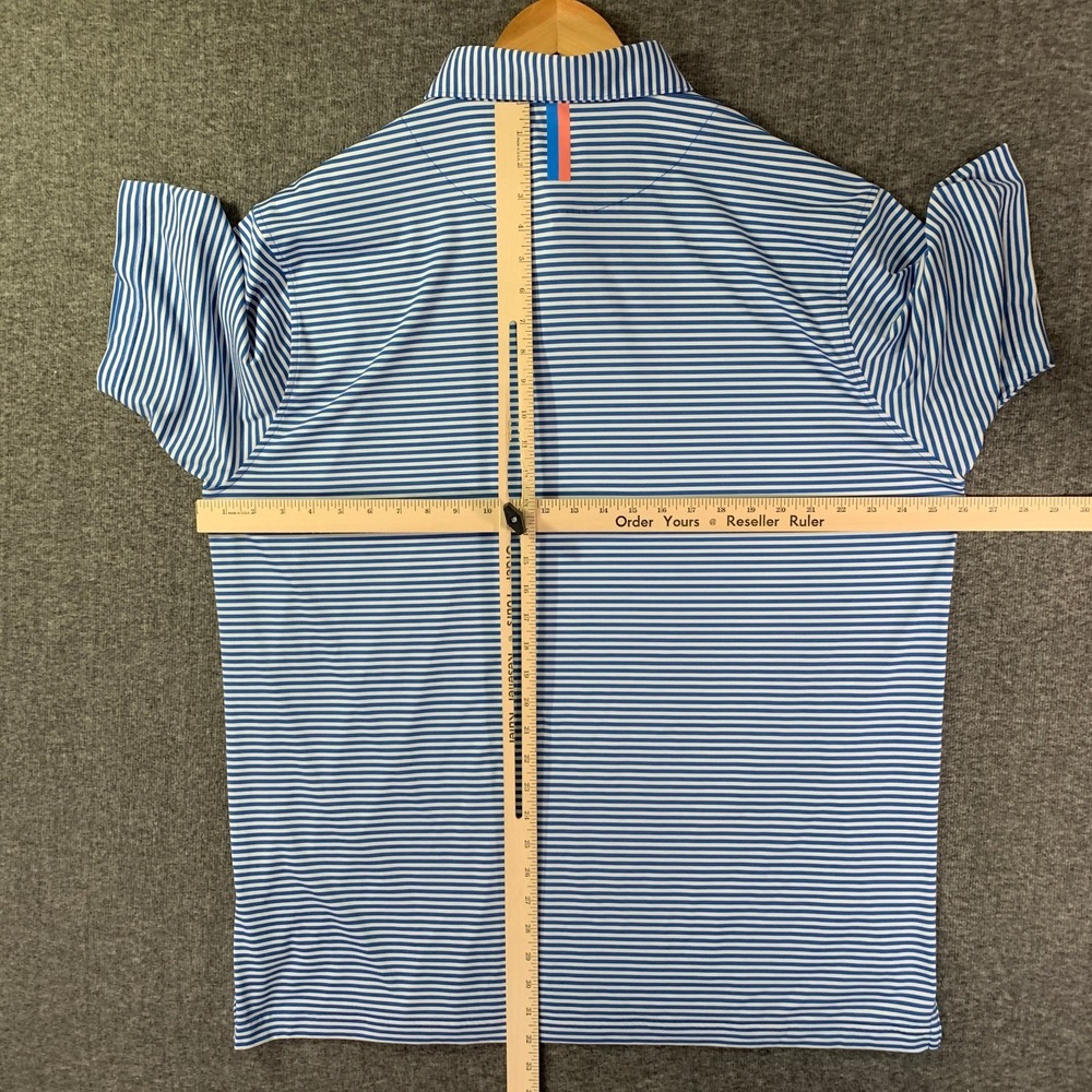 Rhoback Polo Men 2XL Blue Striped Performance Stretch Golf Preppy Modern - Picture 7 of 10